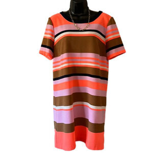 GIBSON LATIMER Neon stripe dress size small EUC